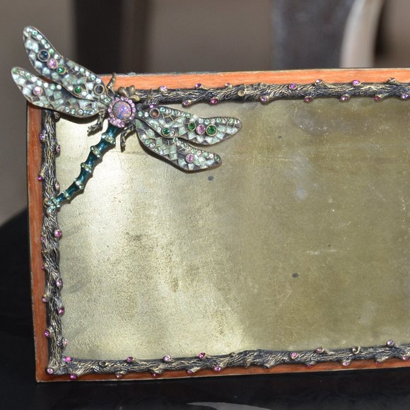 Jay Strongwater Accents Rare Jay Strongwater Pink Cassandra Dragonfly Flora Fauna Enamel